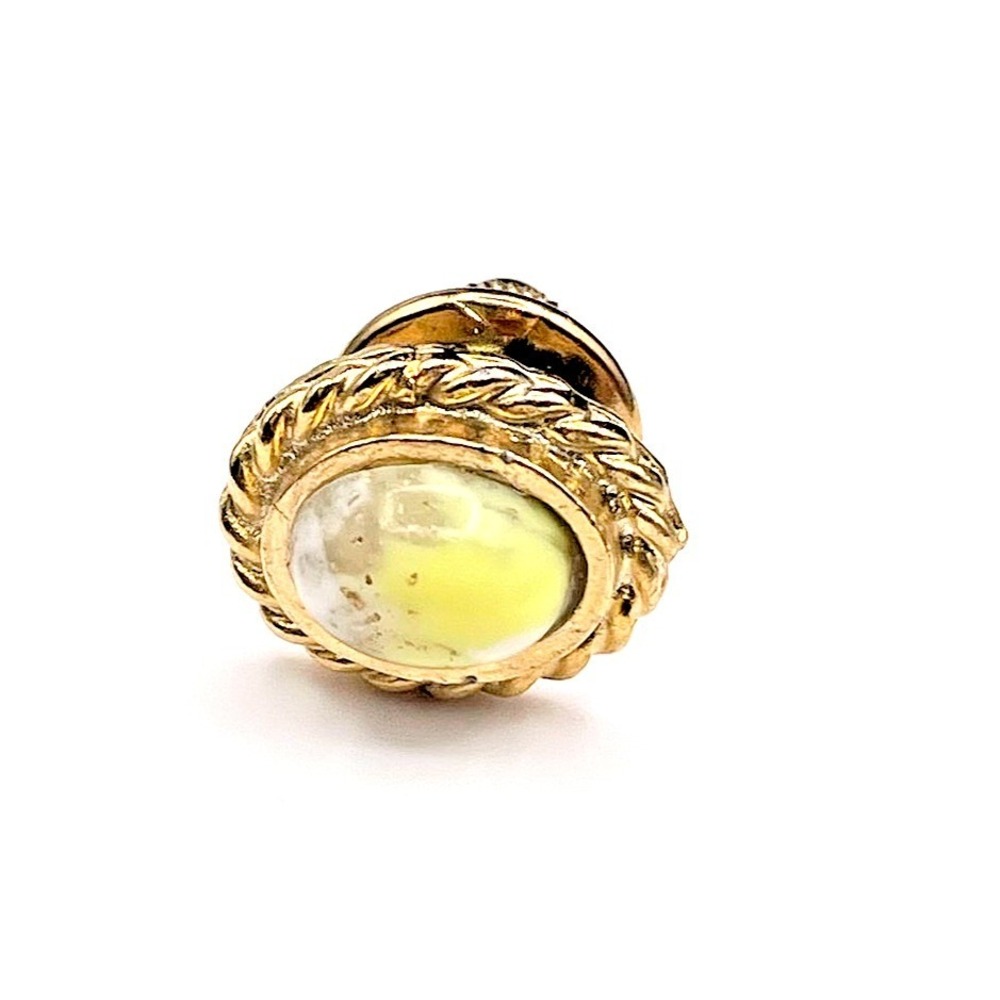 Vintage Gold-Tone Round Tie Tack Pin Yellowish-White‎ Stone Classic jewellery